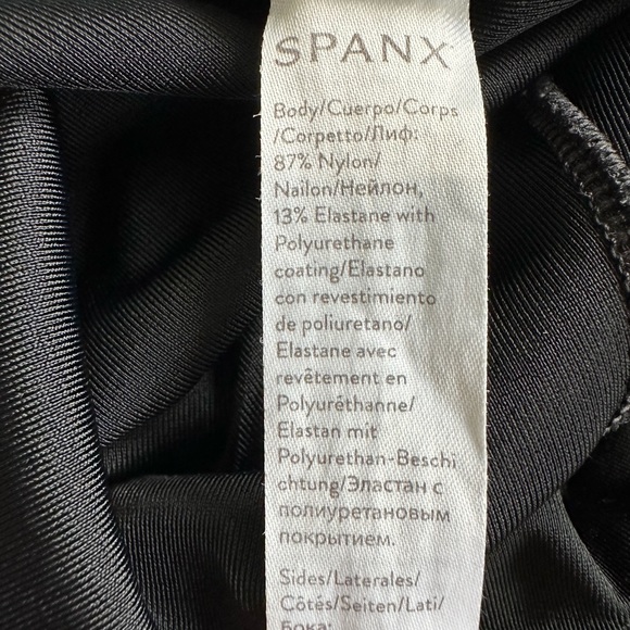 Spanx Faux Leather Stripe Black Leggings Contoured Power Waistband Size Small - Picture 9 of 13